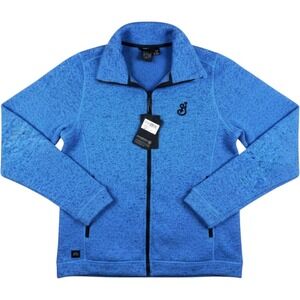 New Stormtech Performance Full Zip Fleece Jacket Mens L Mock Neck Blue NWT